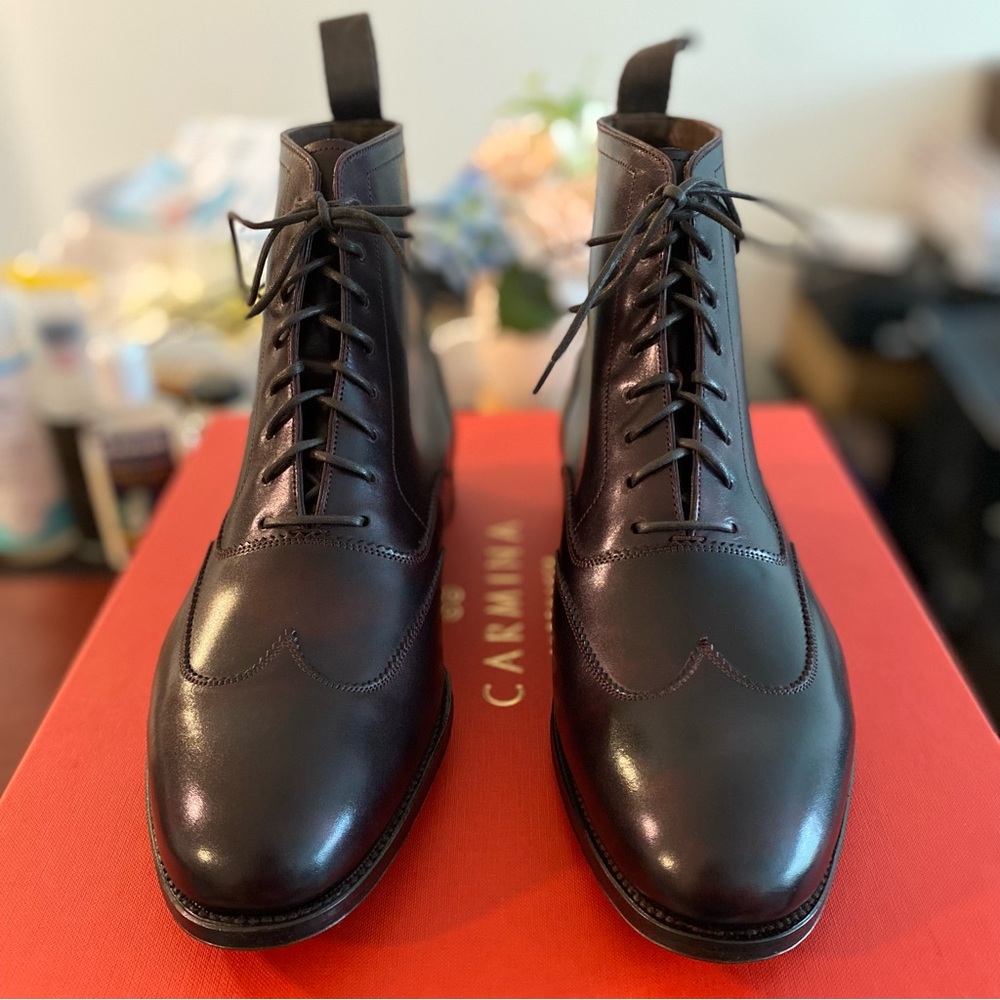 Carmina Wingtip Boot Museum Burgundy - Picture 2 of 5